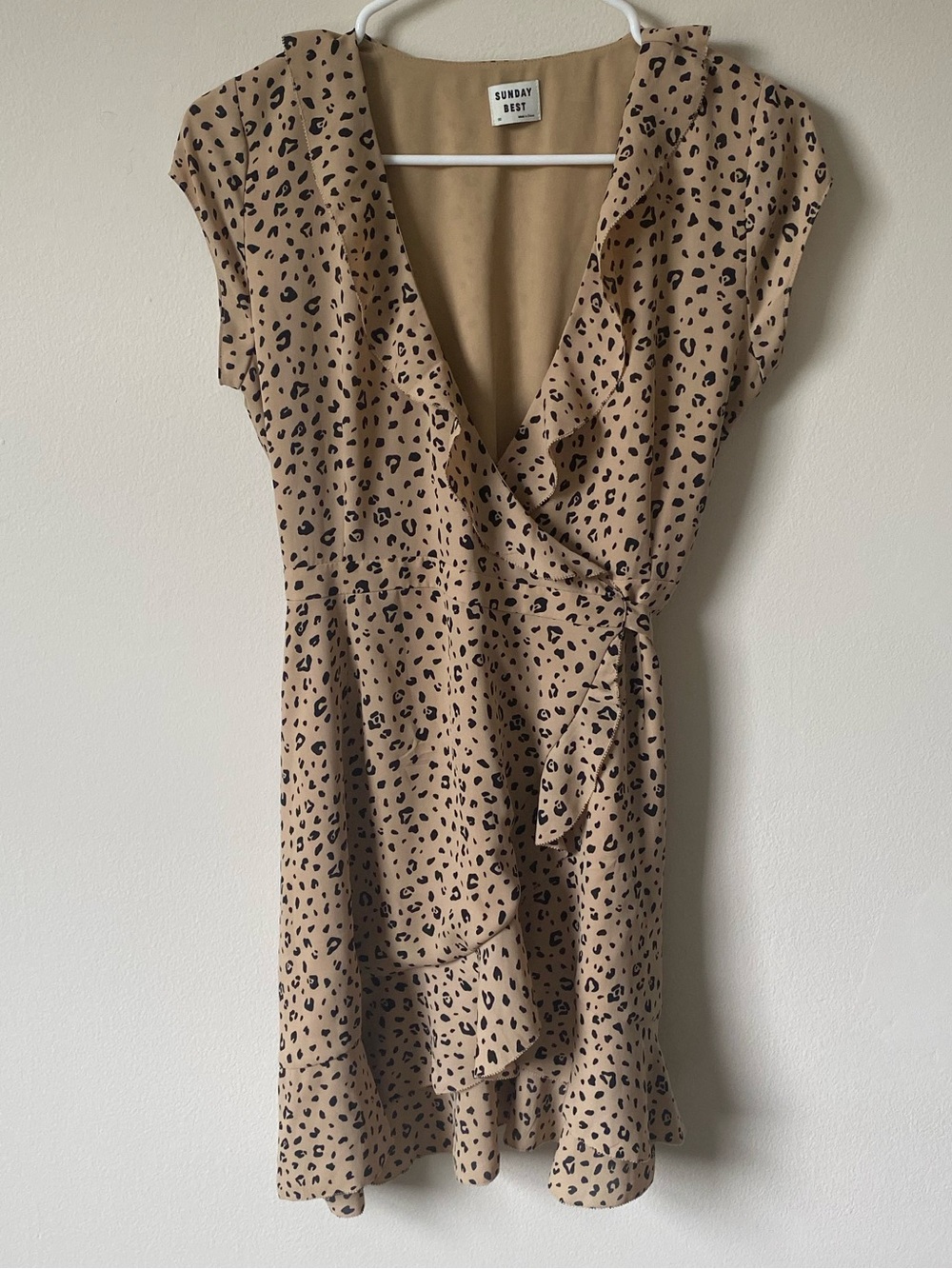 Aritzia Sunday Best Leopard Print Wrap Mini Dress